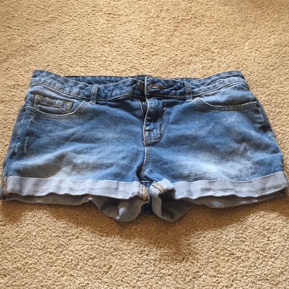 Mid Rise Medium Wash Jean Shorts